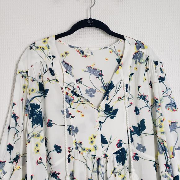 Caslon Blouse Womens XXL White Floral Peasant Bohemian 3/4 Sleeve Cottagecore - Picture 4 of 16